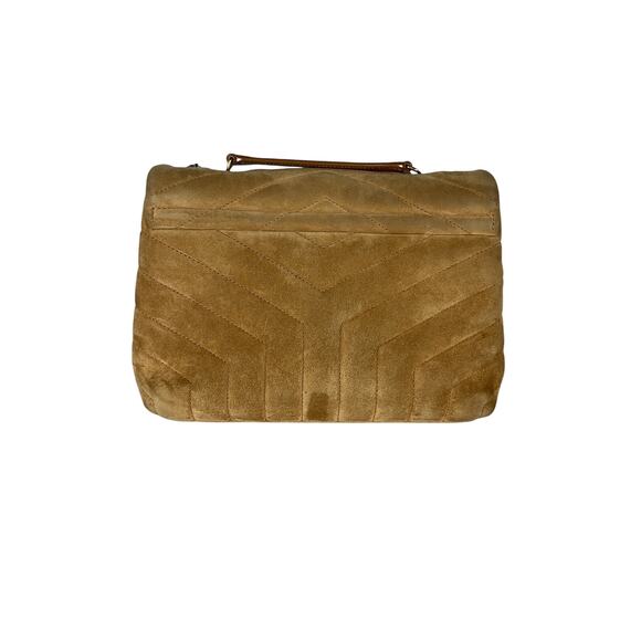 Saint Laurent 'Loulou' Tan Suede Small Chain Bag - Picture 2 of 12